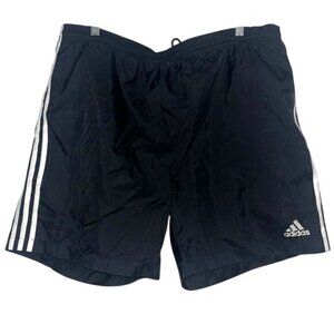 Adidas Mens Black Nylon Mesh-Lined Athletic Shorts